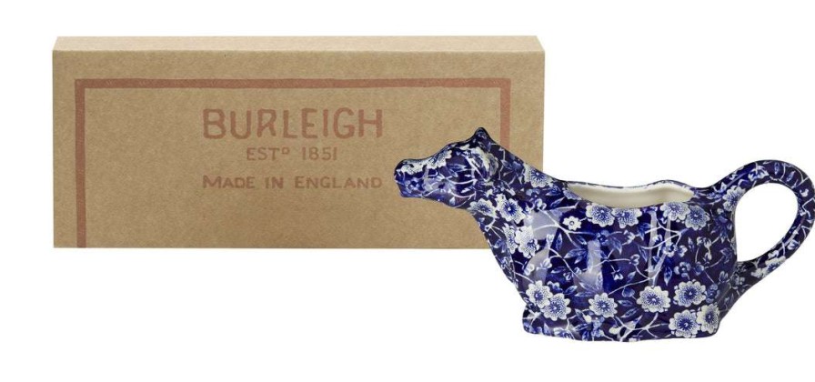 Collections * | Outlet Burleigh Pottery Blue Calico Cow Creamer 150Ml/0.25Pt Gift Boxed