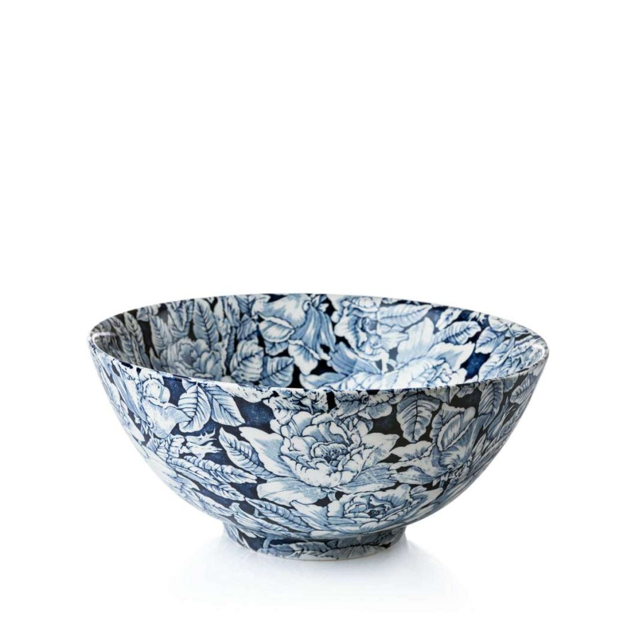 Collections * | Cheap Burleigh Pottery Ink Blue Hibiscus Large Footed Bowl