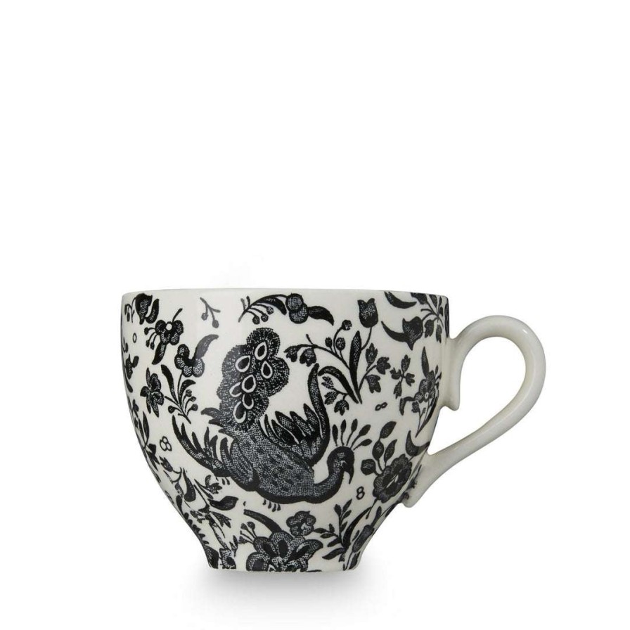 Collections * | Deals Burleigh Pottery Black Regal Peacock Teacup 187Ml/0.33Pt Tableware