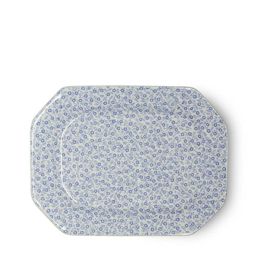 Collections * | Hot Sale Burleigh Pottery Blue Felicity Rectangular Platter 25Cm/10