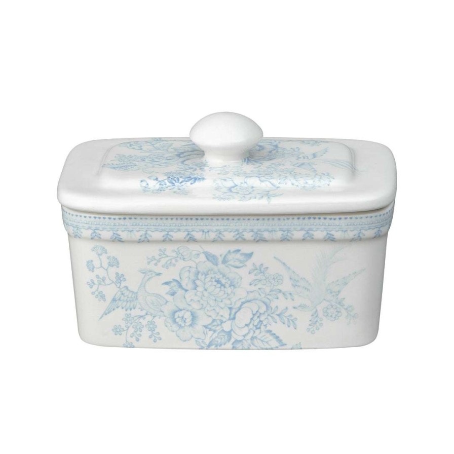 Collections * | Brand New Burleigh Pottery Blue Asiatic Pheasants Butter Dish 400G/1Lb