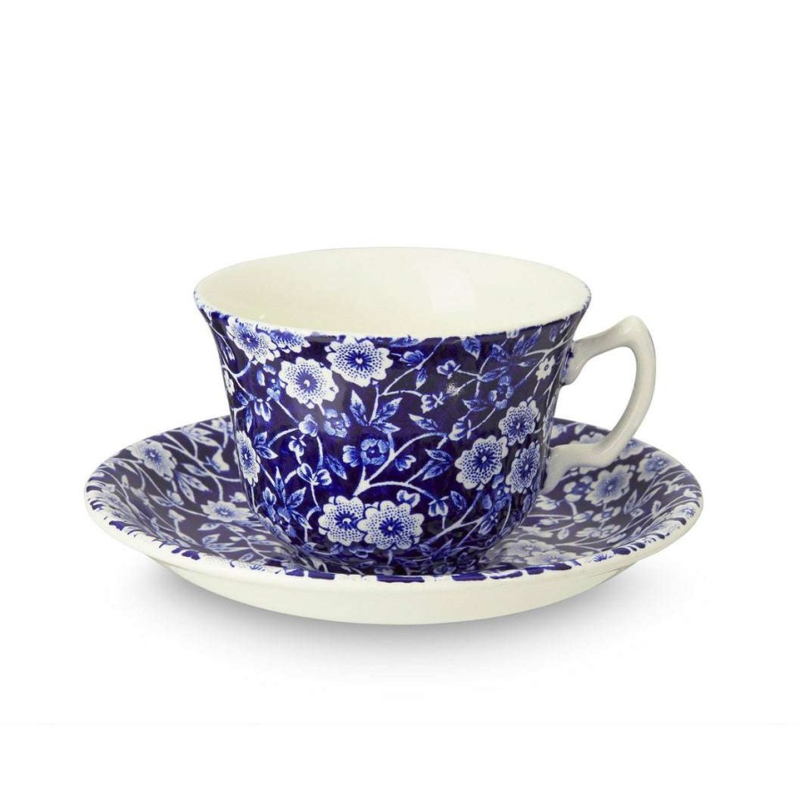 Collections * | Best Deal Burleigh Pottery Blue Calico Teacup And Saucer Collections