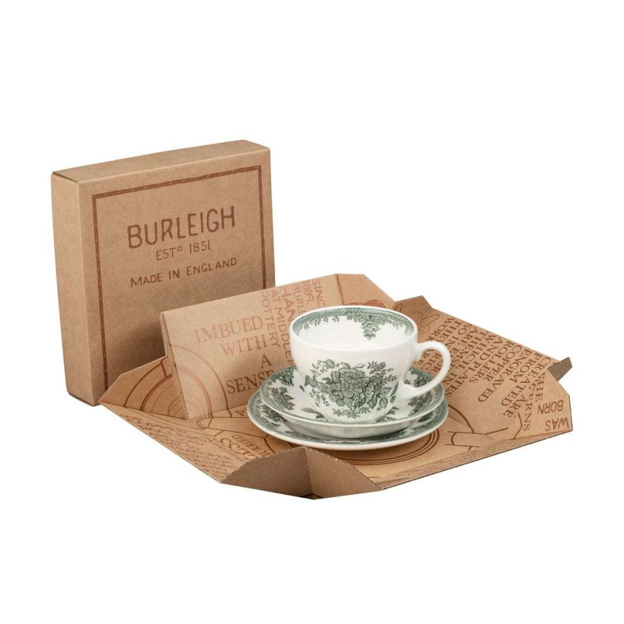 Collections * | Top 10 Burleigh Pottery Green Asiatic Pheasants Breakfast Cup Gift Set Gifting