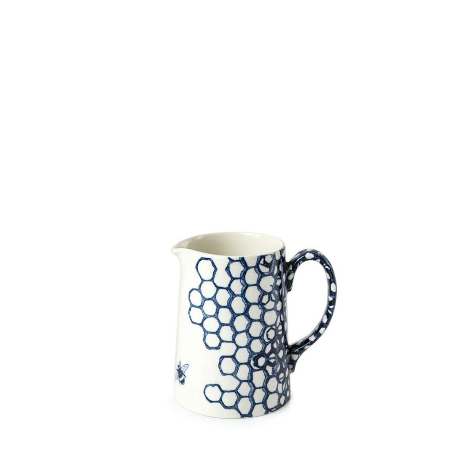 Collections * | Coupon Burleigh Pottery Ink Blue Pollen Tankard Jug 1/2Pt Tableware