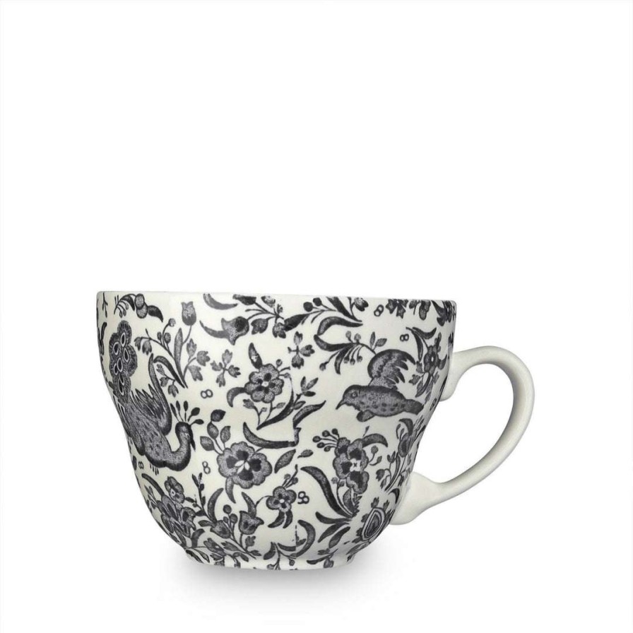 Collections * | Brand New Burleigh Pottery Tableware Black Regal Peacock Breakfast Cup 425Ml / 0.75Pt