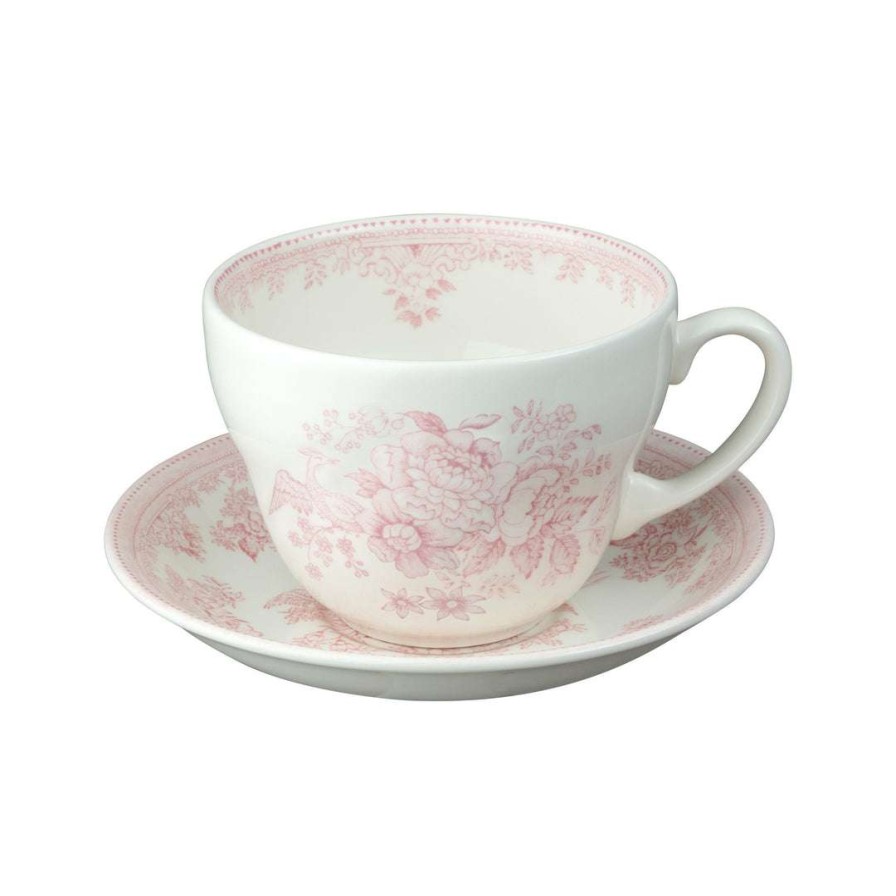 Collections * | Buy Burleigh Pottery Pink Asiatic Pheasants Breakfast Cup And Saucer