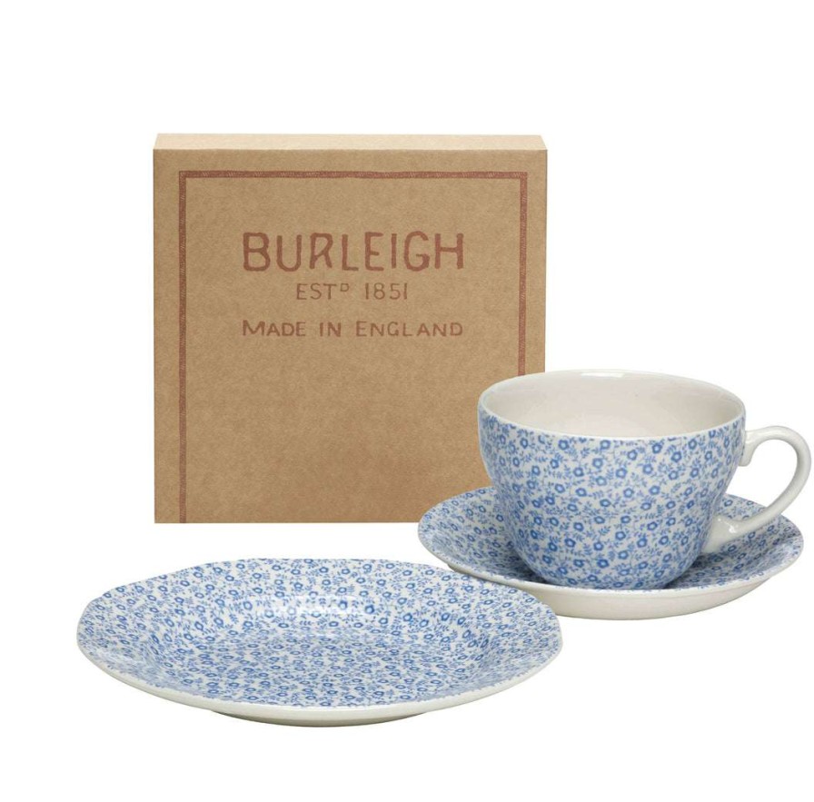 Collections * | Best Sale Burleigh Pottery Blue Felicity Breakfast Cup Gift Set Coffee Cups & Saucers