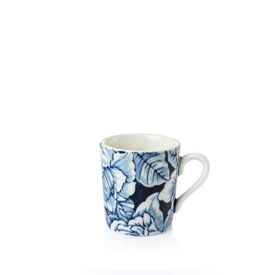 Collections * | Best Reviews Of Burleigh Pottery Ink Blue Hibiscus Espresso Cup 75Ml Coffee Cups & Saucers