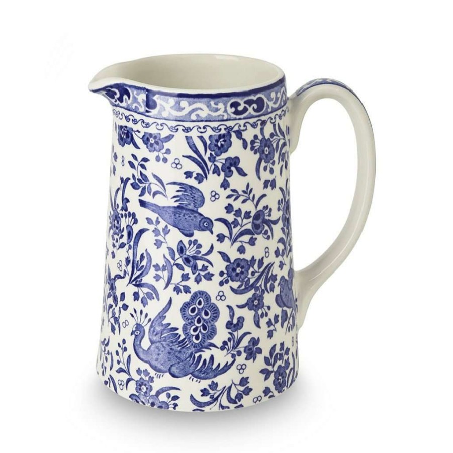 Collections * | Top 10 Burleigh Pottery Blue Regal Peacock Tankard Medium Jug 568Ml/1Pt Tableware