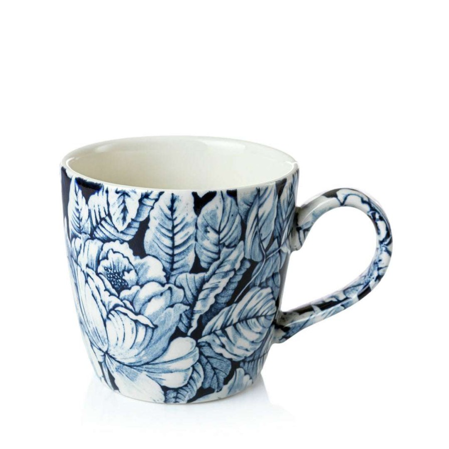 Collections * | Promo Burleigh Pottery Ink Blue Hibiscus Osbourne Mug 300Ml