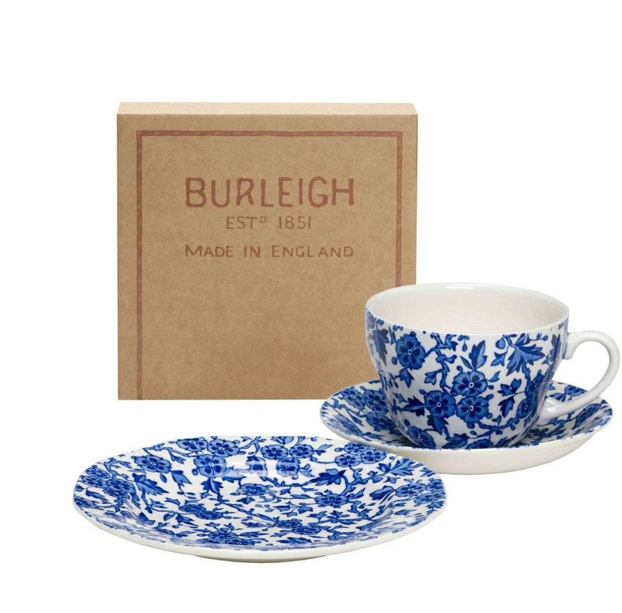 Collections * | Budget Burleigh Pottery Coffee Cups & Saucers Blue Arden Breakfast Cup Gift Set