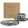 Collections * | Hot Sale Burleigh Pottery Black Regal Peacock Teacup Gift Set Gifting