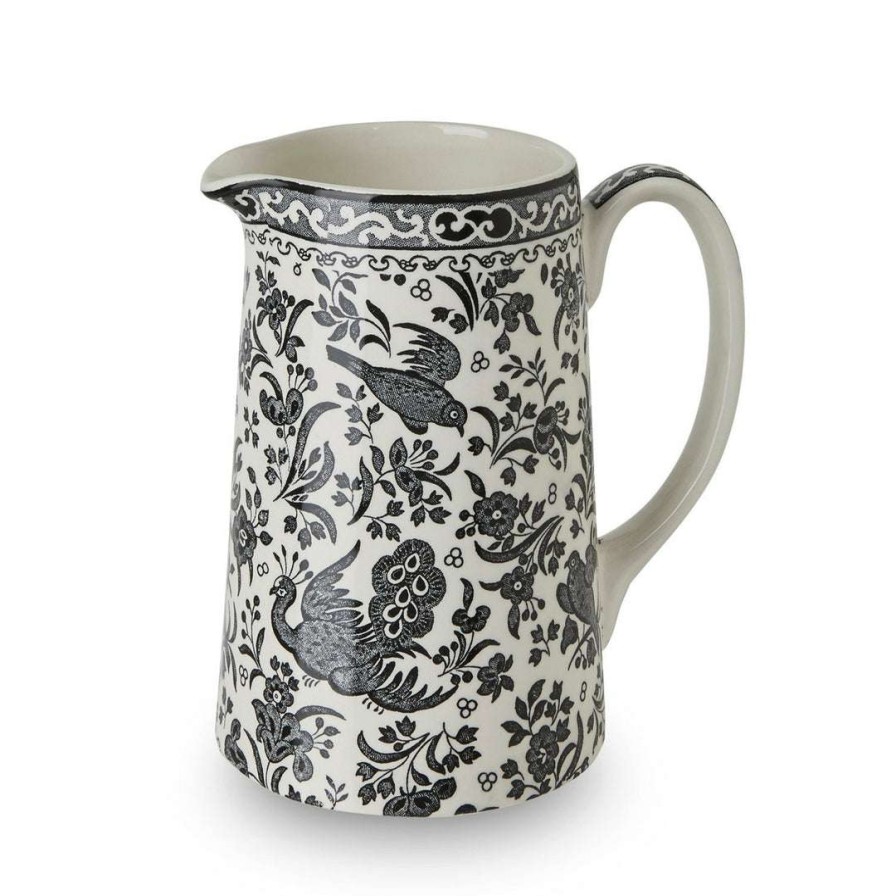 Collections * | Budget Burleigh Pottery Black Regal Peacock Tankard Medium Jug 568Ml/1Pt