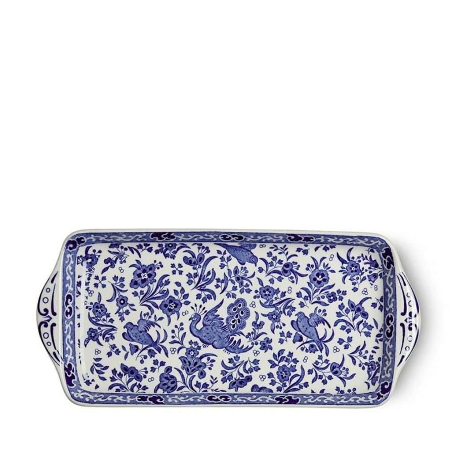 Collections * | Best Reviews Of Burleigh Pottery Blue Regal Peacock Rectangular Tray 28Cm/11