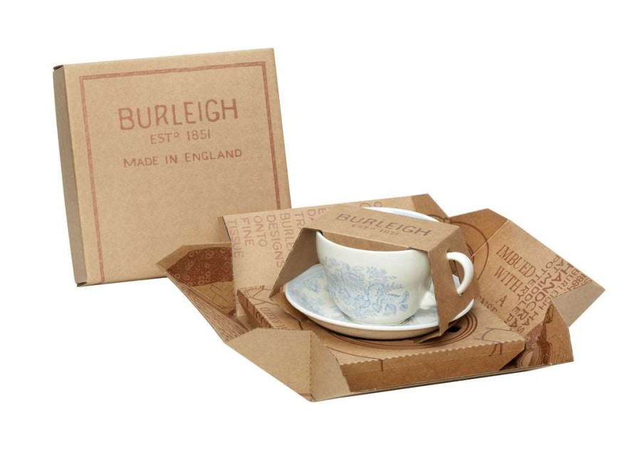 Collections * | Best Pirce Burleigh Pottery Coffee Cups & Saucers Blue Asiatic Pheasants Breakfast Cup Gift Set