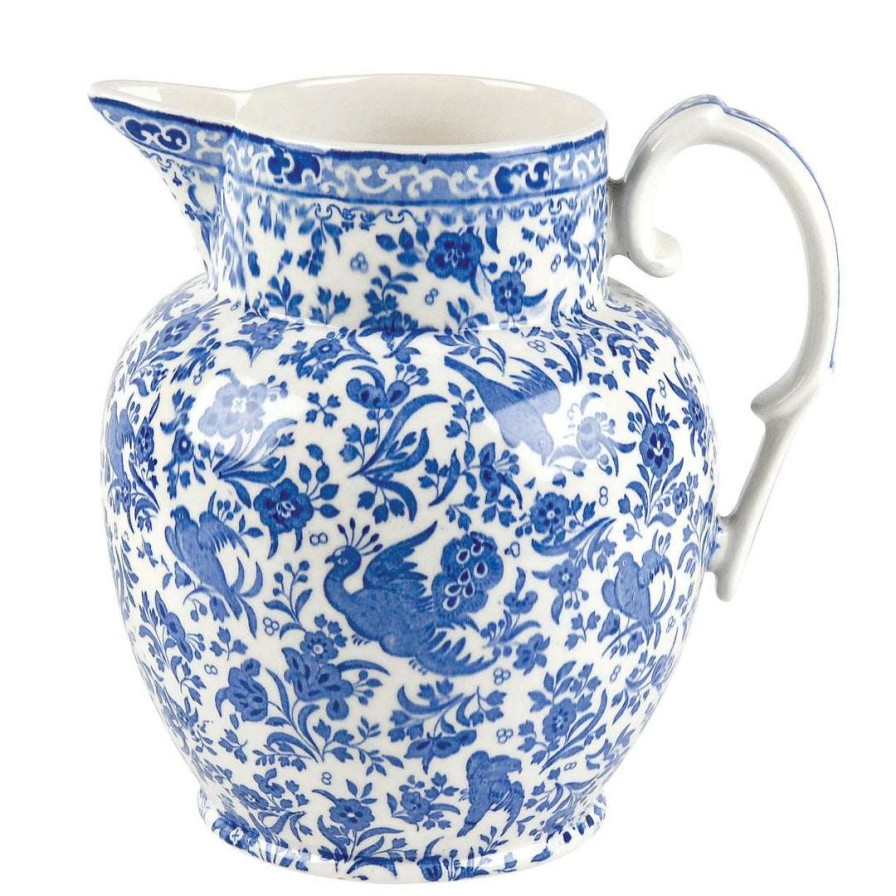 Collections * | Cheap Burleigh Pottery Tableware Blue Regal Peacock Large Etruscan Jug