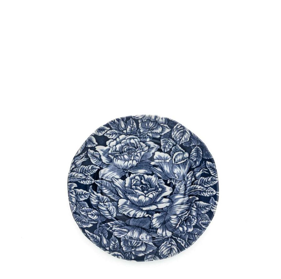 Collections * | Discount Burleigh Pottery Ink Blue Hibiscus Plate 21.5Cm