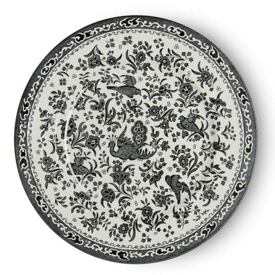 Collections * | Best Deal Burleigh Pottery Black Regal Peacock Plate 25Cm/10 Tableware