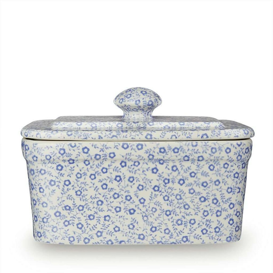 Collections * | Best Pirce Burleigh Pottery Tableware Blue Felicity Rectangular Butter Dish 400G/1Lb