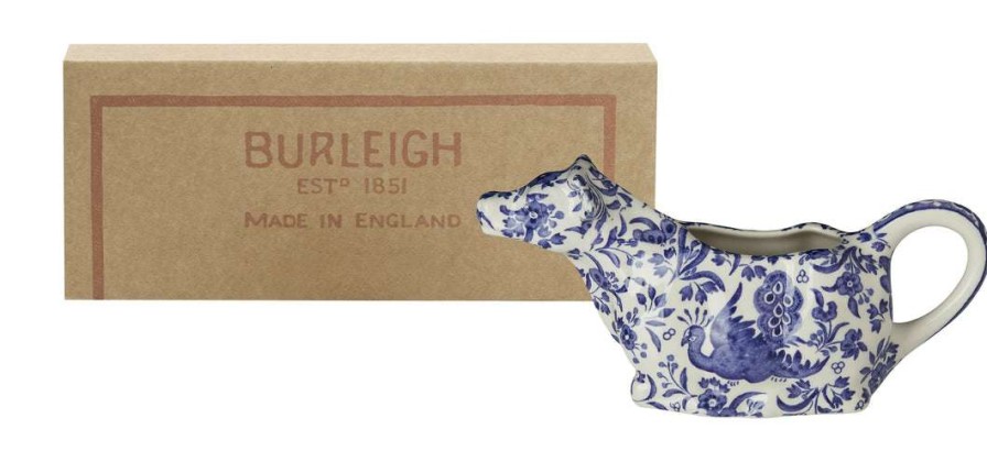 Collections * | Coupon Burleigh Pottery Gifting Blue Regal Peacock Cow Creamer 150Ml/0.25Pt Gift Boxed