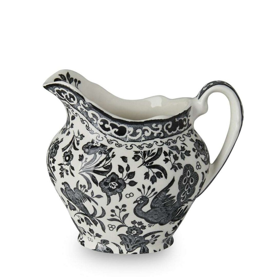 Collections * | New Burleigh Pottery Black Regal Peacock Cream Jug 284Ml/0.5Pt