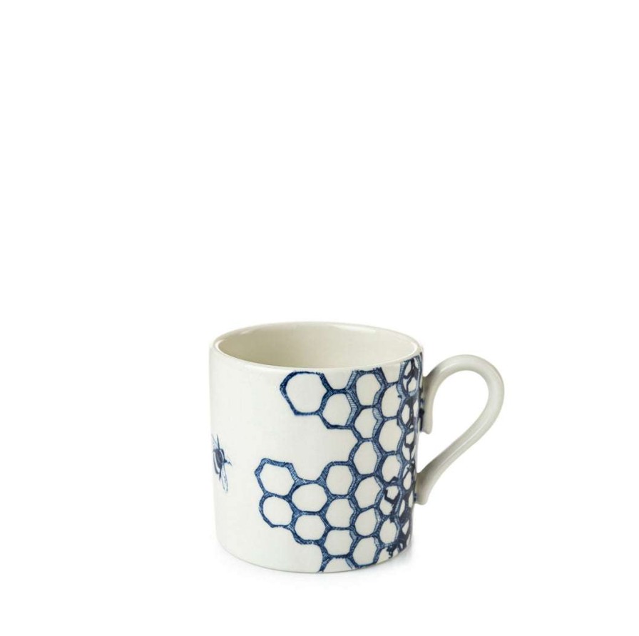 Collections * | Cheapest Burleigh Pottery Ink Blue Pollen Coffee Can Coffee Cups & Saucers