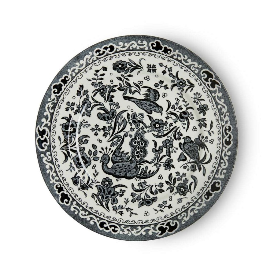 Collections * | Best Deal Burleigh Pottery Black Regal Peacock Plate 17.5Cm/7