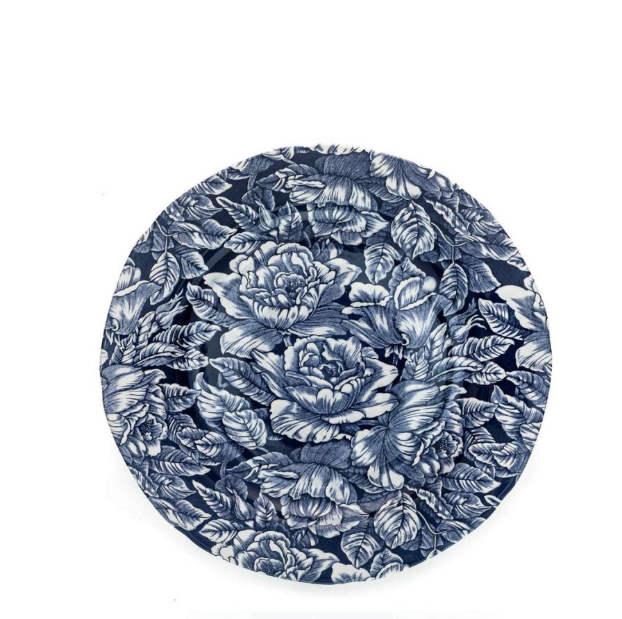 Collections * | Best Sale Burleigh Pottery Ink Blue Hibiscus Plate 26.5Cm