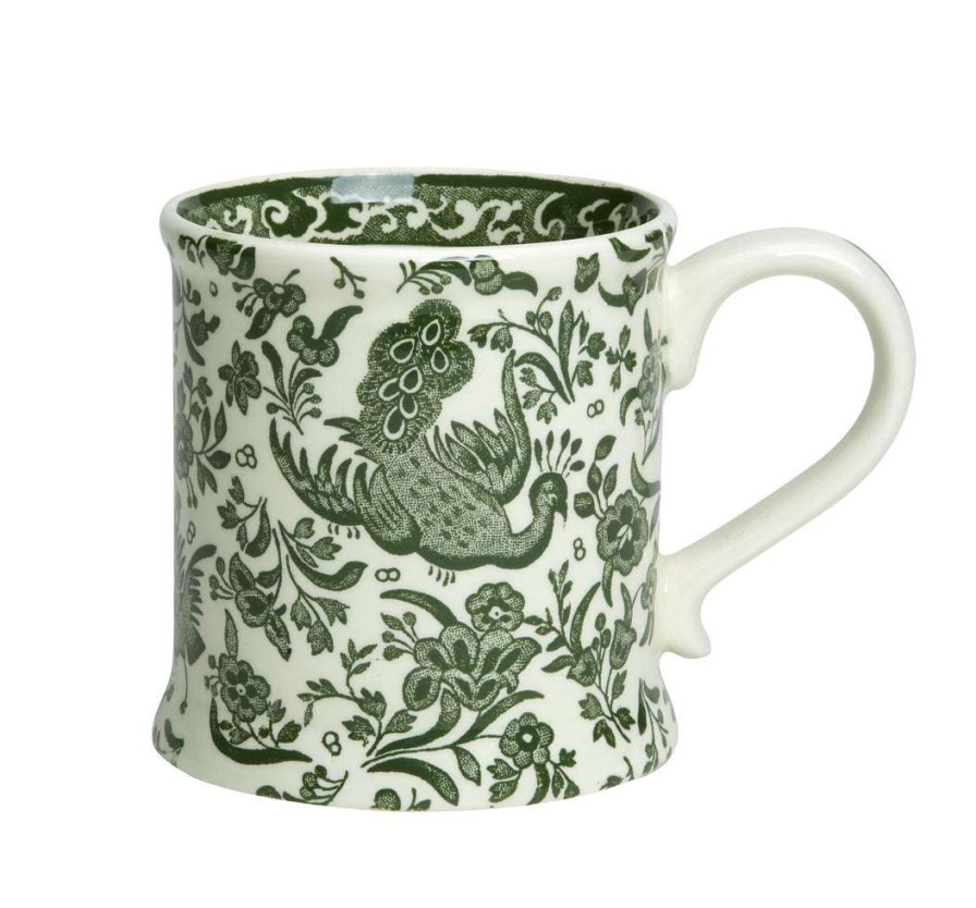 Collections * | Coupon Burleigh Pottery Green Regal Peacock Footed Mug Mugs