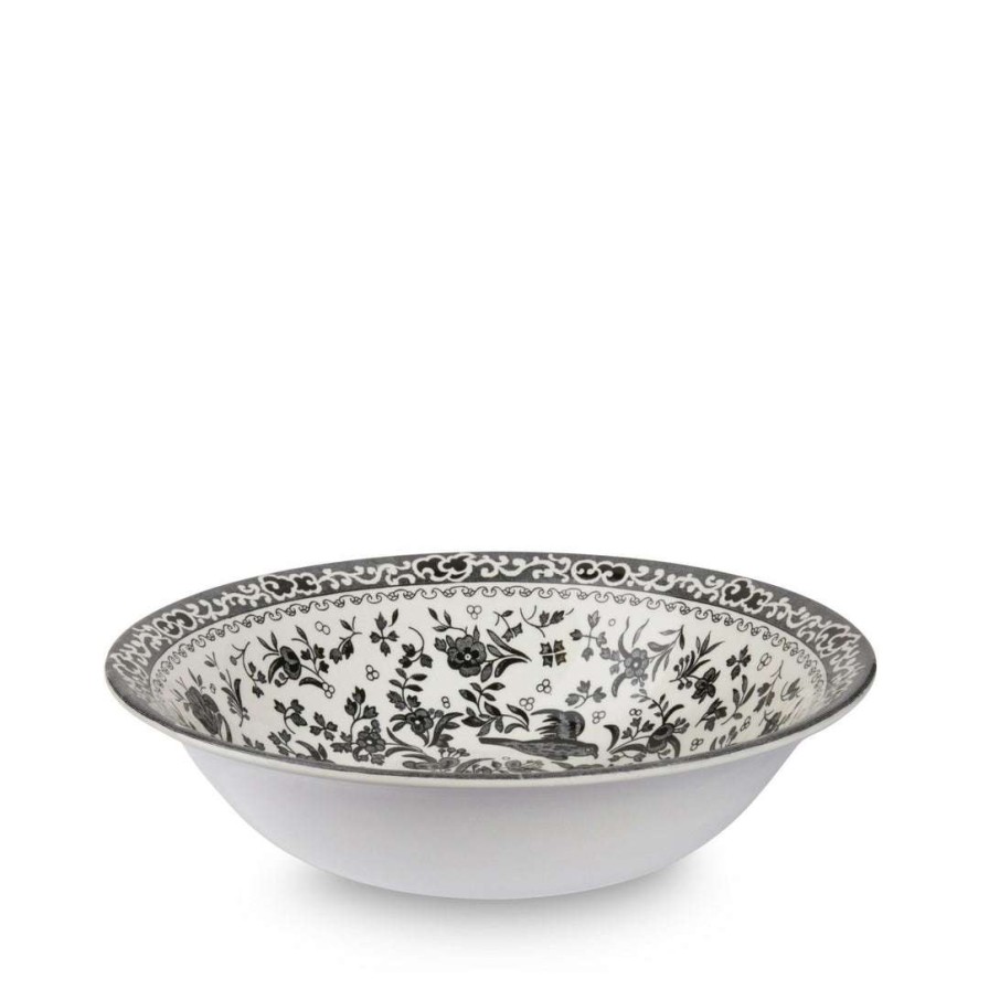 Collections * | Hot Sale Burleigh Pottery Tableware Black Regal Peacock Pudding / Soup Bowl 20.5Cm/8