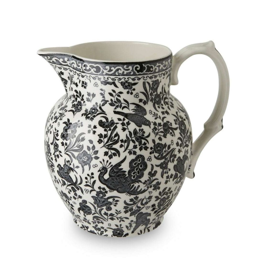 Collections * | Cheap Burleigh Pottery Black Regal Peacock Small Etruscan Jug