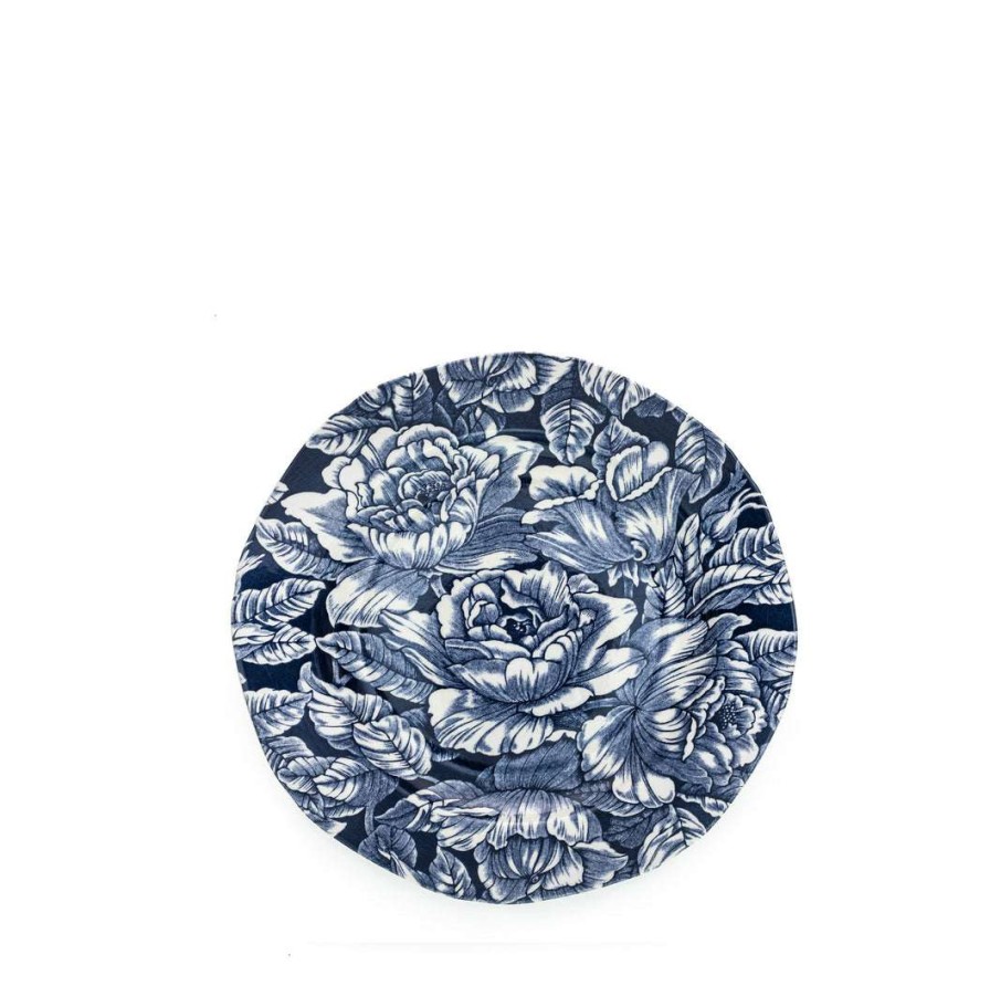 Collections * | Best Pirce Burleigh Pottery Ink Blue Hibiscus Plate 19Cm