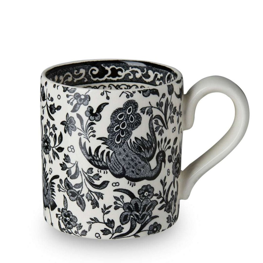 Collections * | Promo Burleigh Pottery Black Regal Peacock Mug Half Pint 284Ml/0.5Pt, Gift Boxed Tableware